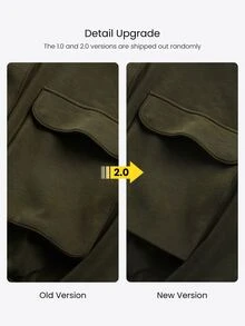 GLOWMODE Modal Fleece Warm Stretchy Relaxed Fit Cargo Long Sleeve Jacket With Side Pockets Daily Casual Winter - Army Green - View 9