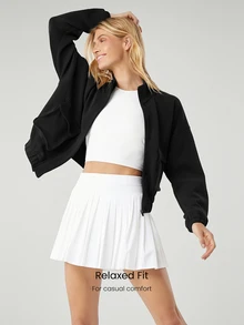 GLOWMODE Chaqueta cargo de ajuste relajado, cálida y elástica de modal con bolsillos laterales, de uso diario y casual para invierno - Negro - Ver 5