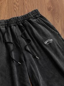 SWAVVY Men's Spring/Autumn Casual Loose Fit Long Pants, Standard Size, Grey With Reflective Panel Patchwork - Black - View 5