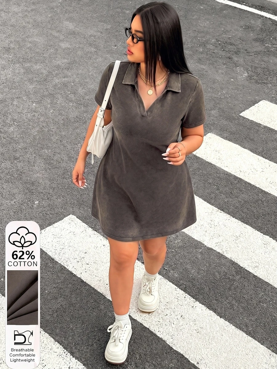 Muchica Dark Purple Plus Size Dress Formal Vacation Summer Casual Anti Social - Chocolate Brown - View 1