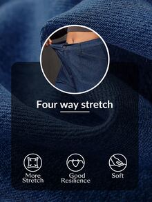 Flexra Festival Plus Size Y2K Casual Decent Denim Women's Autumn Navy Blue Stretch Slim Fit Cropped Pants Formal Fashion Week - Dark Wash - View 8