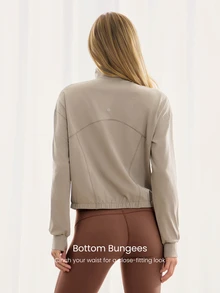 GLOWMODE Sweat-Wicking Quick-Dry Take A Stand Collar Sport Long Sleeve Jacket With Hidden Pockets Thumbholes Daily Casual - Khaki - View 2