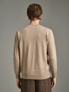 Calmiston Contains Wool Men's Casual Versatile Sweater For Autumn Formal Old Money - Apricot - View 6