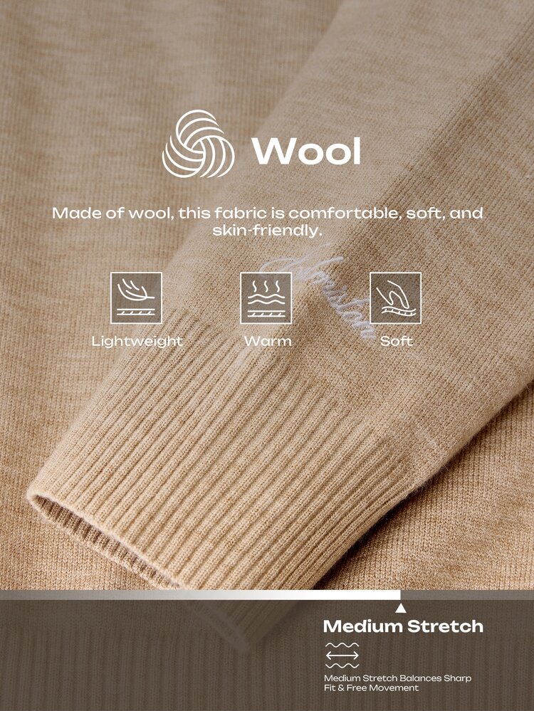 Calmiston Contains Wool Men's Casual Versatile Sweater For Autumn Formal Old Money - Apricot - View 2