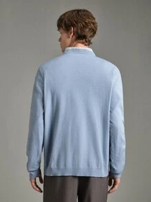 Calmiston Men's Autumn Casual Versatile Solid Color Sweater Formal Old Money - Multicolor - View 6