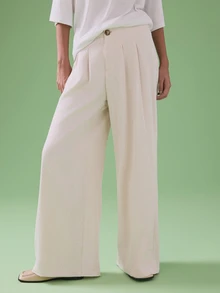 STILLVEA. Women's Fashion Elegant Solid Color Pleated High Waist Wide Leg Pants Casual Spring For University Fall,Fall Clothes - Apricot - View 5
