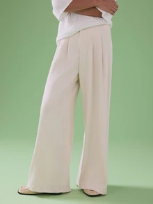 STILLVEA. Women's Fashion Elegant Solid Color Pleated High Waist Wide Leg Pants Casual Spring For University Fall,Fall Clothes - Apricot - View 8