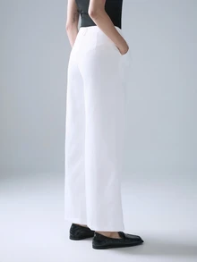 STILLVEA. Women's White Elegant Straight-Leg Office Pants - White - View 3