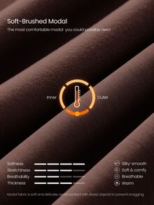 GLOWMODE 柔軟刷毛莫代爾 Cozy Escape 寬鬆版型連帽衫，小立領、前襟鈕扣設計，日常休閒穿搭 - 棕色 - 查看 4