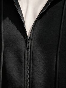 OTTIMOZO 男士休閒百搭純色連帽衛衣 - 黑色 - 查看 5