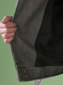 STILLVEA. 复古水洗 PU 皮革翻领宽松摩托车夹克 - 深灰色 - 查看 8