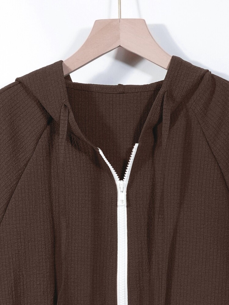 Franclia Women's Spring/Summer Lightweight Casual Versatile Long Sleeve Hooded Zip-Up Sun Protection Jacket - Brown - View 5