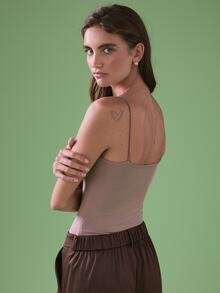 STILLVEA. Women Summer Solid Skinny Cami Bodysuit,Summer Outfits - Dusty Pink - View 6