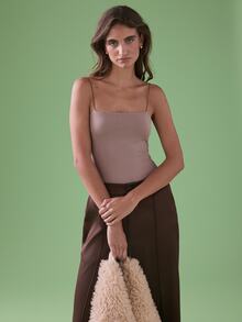 STILLVEA. Women Summer Solid Skinny Cami Bodysuit,Summer Outfits - Dusty Pink - View 4