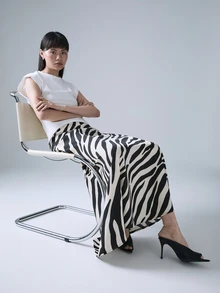 STILLVEA. Women's Fashion Zebra Print Skirt, Summer Fall,Fall Clothes,Fall Outfits - Black - View 6
