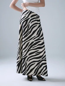 STILLVEA. Women's Fashion Zebra Print Skirt, Summer Fall,Fall Clothes,Fall Outfits - Black - View 2