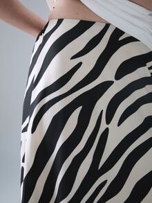 STILLVEA. Women's Fashion Zebra Print Skirt, Summer Fall,Fall Clothes,Fall Outfits - Black - View 5