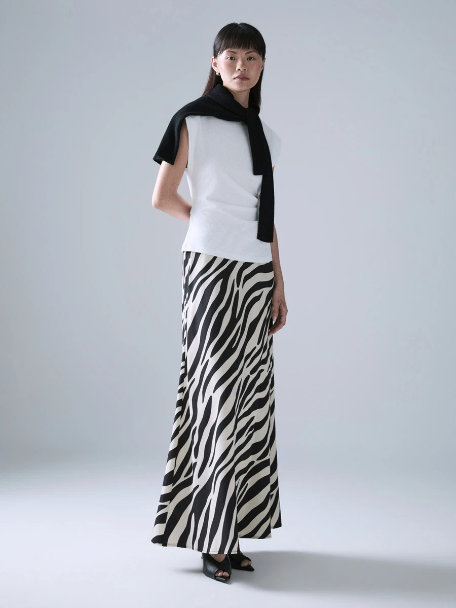 STILLVEA. Women's Fashion Zebra Print Skirt, Summer Fall,Fall Clothes,Fall Outfits - Black - View 1