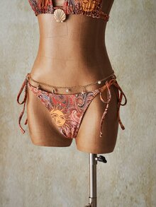 SHEIN ICON 2pcs Tropical Boho Beach Paisley Print Swimwear Set For Vacation & Beach, Y2k Clothes Women, Western Wear Women - Multicolor - View 6
