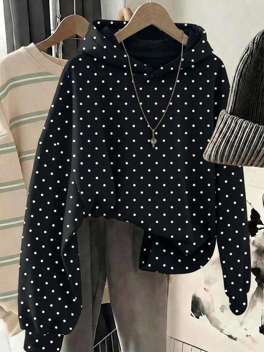 Muvela Casual Minimalist Polka Dot Print Long Sleeve Sweatshirt - Multicolor - View 1