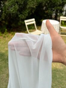 CovetEZ 夏季加大碼基礎款圓領長袖網紗上衣 - 白色 - 查看 8