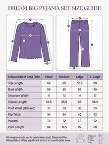 SHEIN Dream Big Graphic Rib Knit Lounge Set - Purple - View 7