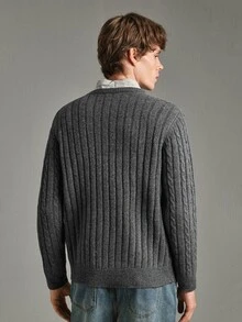 Calmiston Men's Solid Color Casual Versatile Daily Wear Long Sleeve Sweater Formal Old Money - Multicolor - View 7