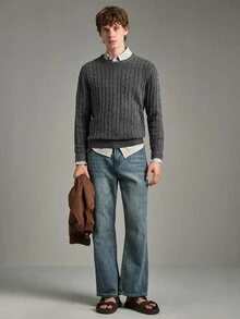 Calmiston Men's Solid Color Casual Versatile Daily Wear Long Sleeve Sweater Formal Old Money - Multicolor - View 4