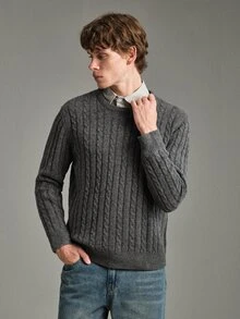 Calmiston Men's Solid Color Casual Versatile Daily Wear Long Sleeve Sweater Formal Old Money - Multicolor - View 3