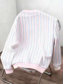 Manfinity Joysei Sudadera con cuello redondo a rayas rosa para hombre - Rosa - Ver 3