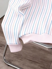Manfinity Joysei Sudadera con cuello redondo a rayas rosa para hombre - Rosa - Ver 4
