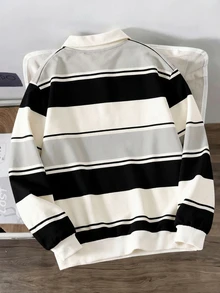 Manfinity Joysei Men's Button Collar Pullover Sweatshirt - Multicolor - View 3