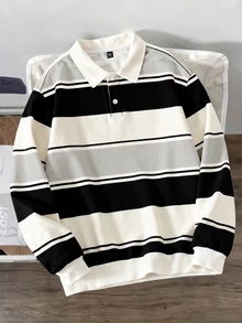Manfinity Joysei Men's Button Collar Pullover Sweatshirt - Multicolor - View 2