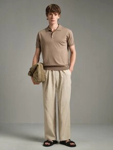 Calmiston Men's Casual Versatile Solid Color Pants Formal Old Money Casual Versatile Daily Wear Office Pants - Khaki - View 5