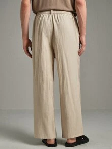 Calmiston Men's Casual Versatile Solid Color Pants Formal Old Money Casual Versatile Daily Wear Office Pants - Khaki - View 6