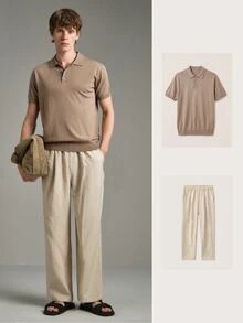 Calmiston Men's Casual Versatile Solid Color Pants Formal Old Money Casual Versatile Daily Wear Office Pants - Khaki - View 7