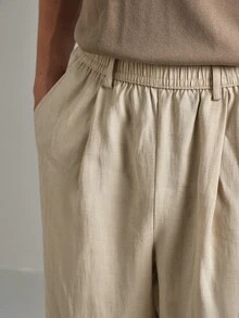 Calmiston Men's Casual Versatile Solid Color Pants Formal Old Money Casual Versatile Daily Wear Office Pants - Khaki - View 4