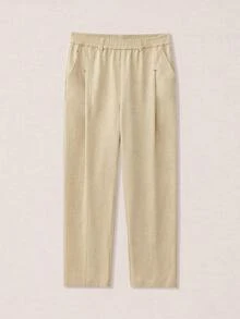 Calmiston Men's Casual Versatile Solid Color Pants Formal Old Money - Apricot - View 10