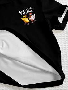 Baby Boy Casual Minimalist Short Sleeve T-Shirt And Shorts Set, Suitable For Summer,Halloween Fall School Christmas - Black - View 7