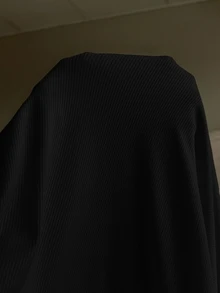 CovetEZ 大尺碼黑色純色全拉鍊連帽休閒夾克，秋季 - 黑色 - 查看 8