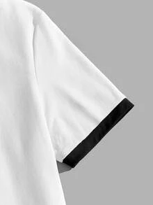 Manfinity Joysei Standard Size Men's Vintage Car Graphic T-Shirt, Sleeve Contrast Design, Suitable For Summer, Outings, School, Friend Gifts - Black and White - View 8