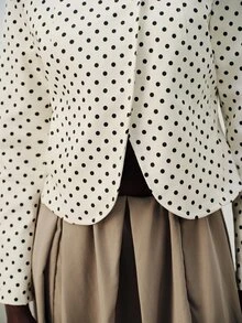 Lumivelle French European Style Vintage Fashion Polka Dot Stand Collar Casual Slim Fit Short Length Minimalist Versatile Long Sleeve Lightweight Jacket - Multicolor - View 8
