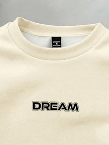 Manfinity Joysei Men's Minimalist Printed Round Neck Short Sleeve T-Shirt - Apricot - View 4