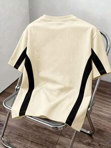 Manfinity Joysei Men's Minimalist Printed Round Neck Short Sleeve T-Shirt - Apricot - View 3