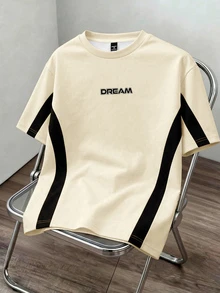 Manfinity Joysei Men's Minimalist Printed Round Neck Short Sleeve T-Shirt - Apricot - View 2