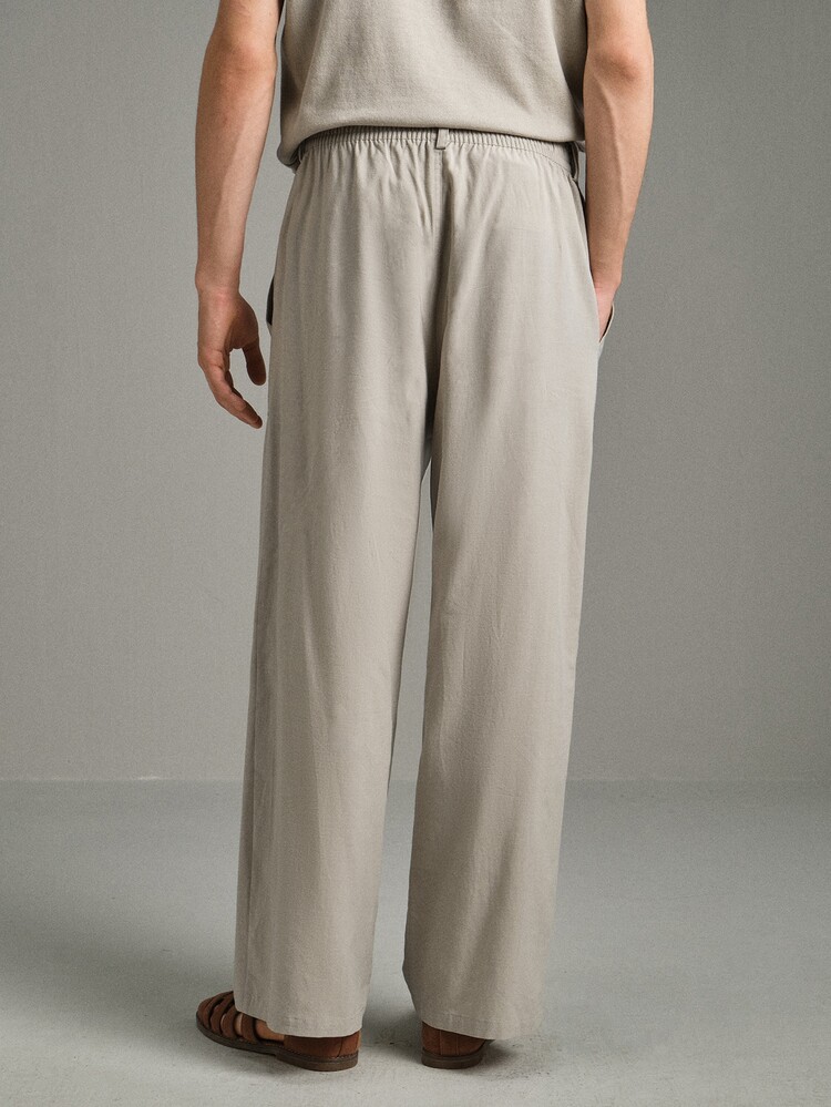 Calmiston Pure Cotton Men's Solid Color Casual Cotton Linen Blend Faux Linen Long Pants With Pockets Formal Old Money - Beige - View 6