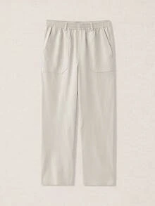 Calmiston Pure Cotton Men's Solid Color Casual Cotton Linen Blend Faux Linen Long Pants With Pockets Formal Old Money - Beige - View 9