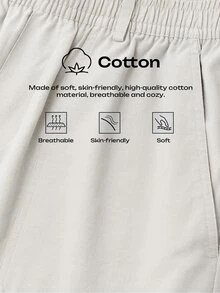 Calmiston Pure Cotton Men's Solid Color Casual Cotton Linen Blend Faux Linen Long Pants With Pockets Formal Old Money - Beige - View 2