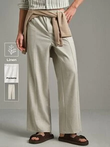 Calmiston Men's Casual Versatile Straight Leg Pants Formal Old Money Casual Versatile Daily Wear Office Pants - Grey - View 1