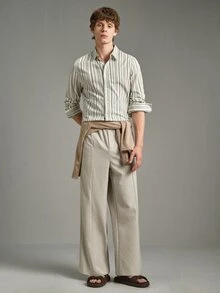 Calmiston Men's Casual Versatile Straight Leg Pants Formal Old Money Casual Versatile Daily Wear Office Pants - Grey - View 5